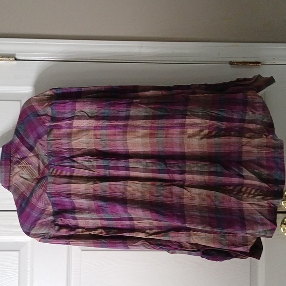 Style & Co purple blue tan electric Plaid Button-Up Shirt Sz XL NWT super soft - Picture 5 of 9